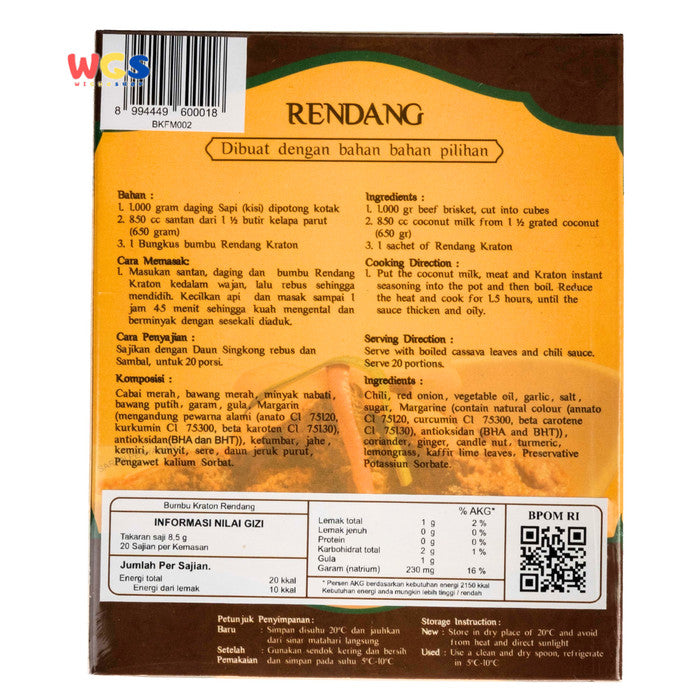 KRATON Bumbu Rendang Bahan Pilihan 170g