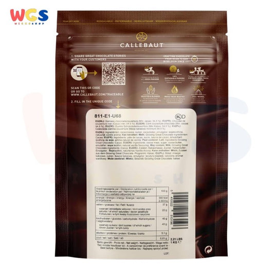 Callebaut 811 Finest Belgium Dark Chocolate Callets 54.5% Cocoa 1kg