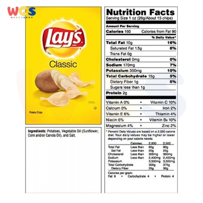 Snack Lays Classic Potato Chips USA 6.5oz 184.2g