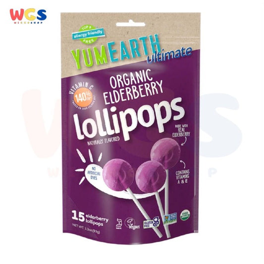 Yumearth Ultimate Organic Elderberry Lollipops Natural Flavor 15s 93g