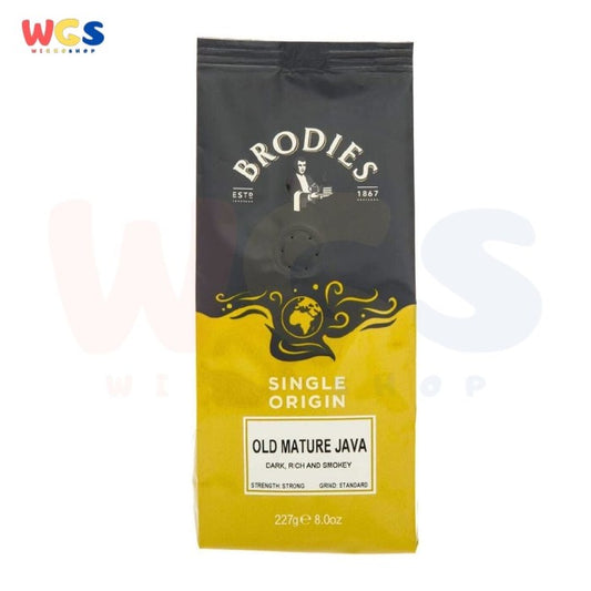 Brodies 1867 Ground Coffee Indonesia Old Mature Java Hand Roasted 227g