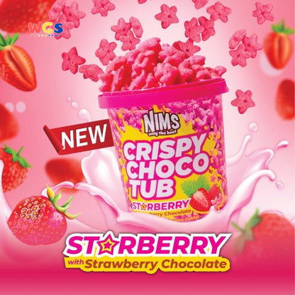 NIMS Only The Best Crispy Choco Tub Starberry With Strawberry Chocolate 250g - Coklat Rasa Stroberi dan Sereal
