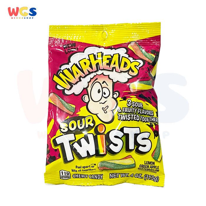 Permen Warheads Sour and Fruity Chewy Candy Twisted Together 4oz 113g