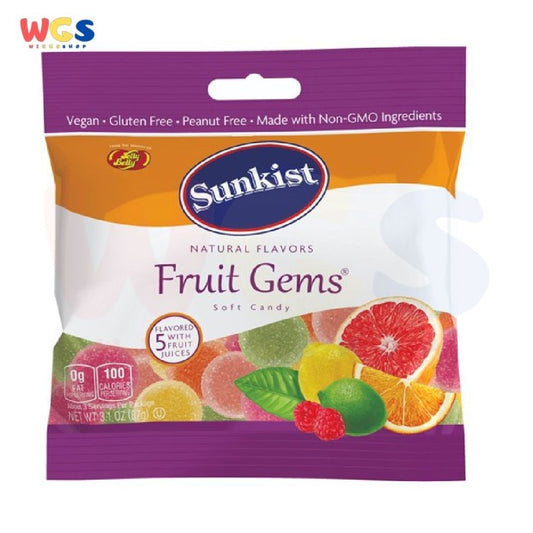 Permen Jelly Belly Sunkist Natural Fruit Gems Soft Candy 3.1oz 87g