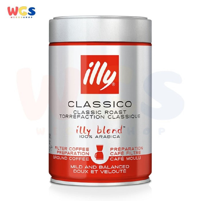 Illy Classico Classic Roast Arabica Mild Filter Ground Coffee 250g