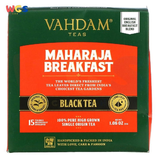 Vahdam Teas Maharaja Breakfast Black Tea 100% Pure 15 Tea Bags 30g