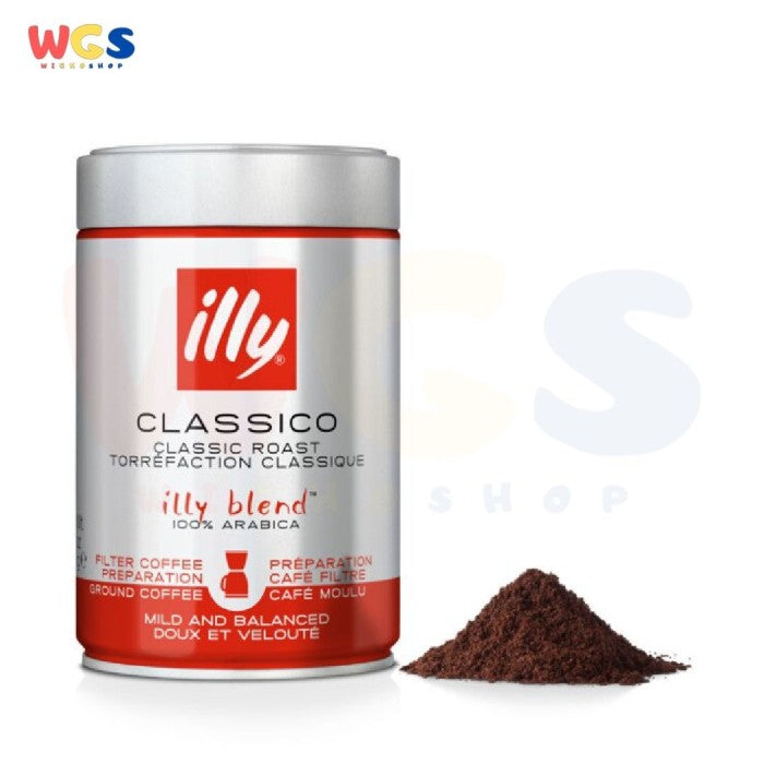 Illy Classico Classic Roast Arabica Mild Filter Ground Coffee 250g