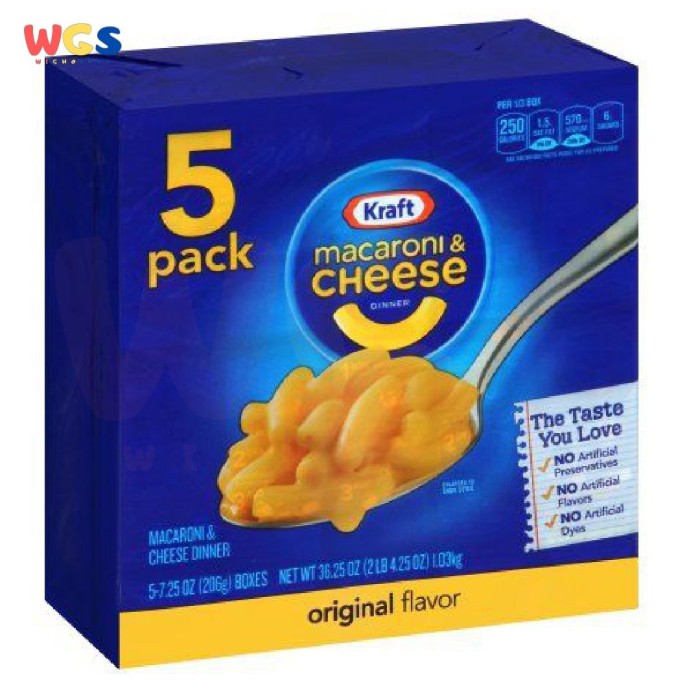 Kraft Mac & Cheese Original Flavor 5 x 206gr 1.03kg - Macaroni Cheese