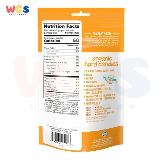 YumEarth Organic Citrus Grove Vitamin C Drops Candy 3.3oz 93.5gr