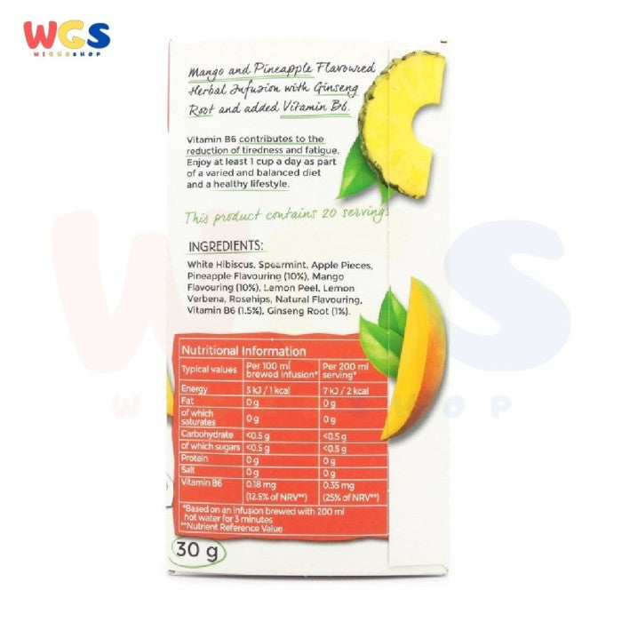 Twinings Tea Superblends Focus Mango & Pineapple with Ginseng 20 Bags