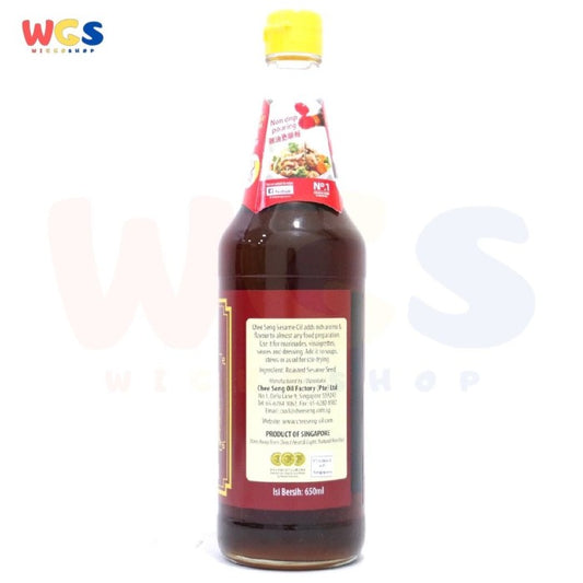 Chee Seng 100% Pure Black Sesame Oil 650 ml - Minyak Wijen Murni