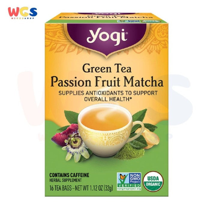 Yogi Tea Green Tea Passion Fruit Matcha Antioxidants 16 Tea Bags 32g