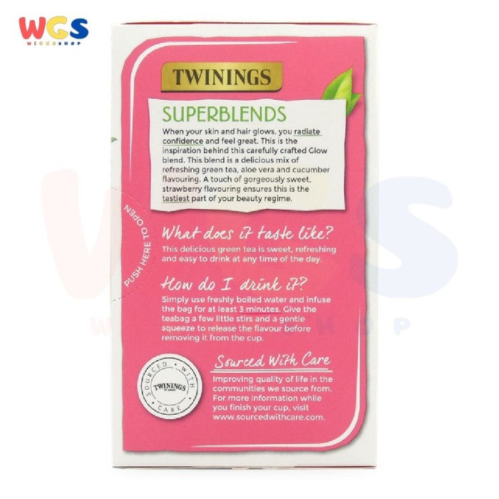 Twinings Tea Superblends Glow Strawberry Cucumber Green Tea 20 Bags