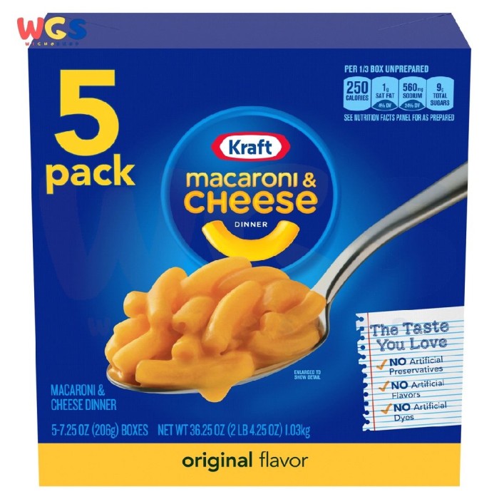 Kraft Mac & Cheese Original Flavor 5 x 206gr 1.03kg - Macaroni Cheese