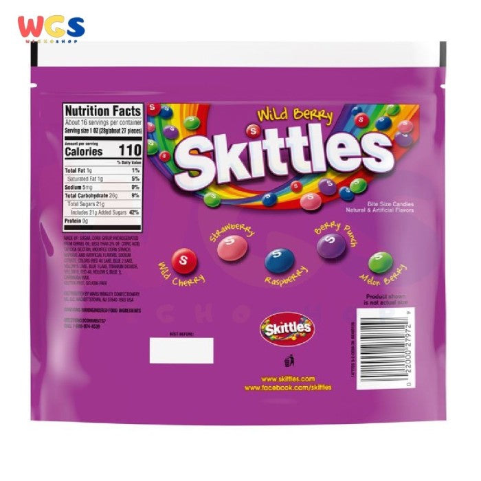 Skittles Wild Berry Chewy Candy Natural &amp; Artificial Flavors 442.3g
