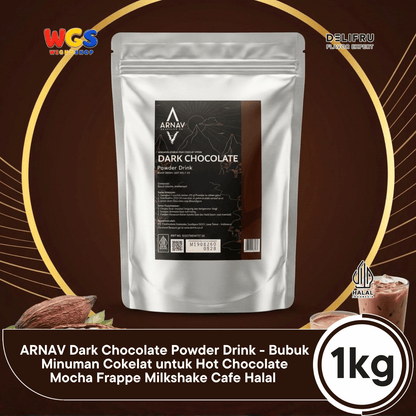ARNAV Dark Chocolate Powder Drink 1kg - Bubuk Cokelat Hitam untuk Hot Chocolate Mocha Latte Frappe Dessert Halal