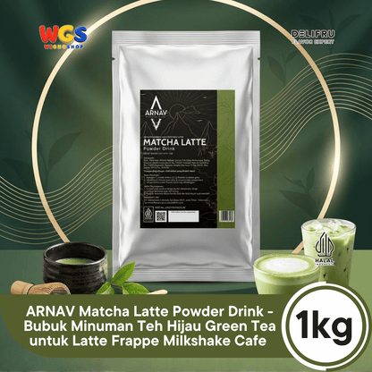 ARNAV Matcha Latte Powder Drink 1kg - Bubuk Minuman Matcha Susu Green Tea Latte Frappe Boba Cafe Halal