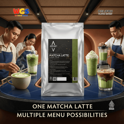 ARNAV Matcha Latte Powder Drink 1kg - Bubuk Minuman Matcha Susu Green Tea Latte Frappe Boba Cafe Halal