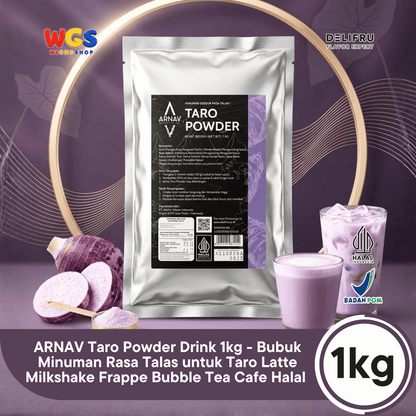 ARNAV Taro Powder 1kg - Bubuk Minuman Taro Talas untuk Taro Milk Latte Milkshake Frappe Boba Minuman Cafe Halal