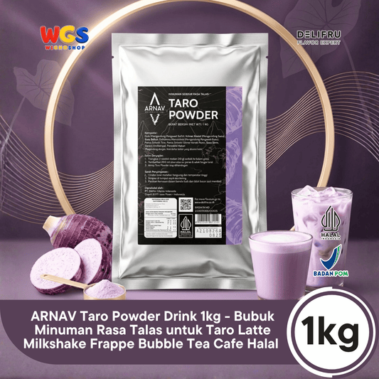 ARNAV Taro Powder 1kg - Bubuk Minuman Taro Talas untuk Taro Milk Latte Milkshake Frappe Boba Minuman Cafe Halal