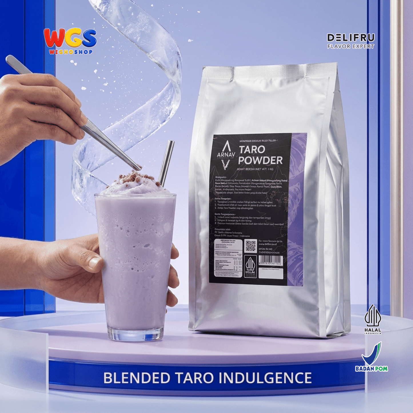 ARNAV Taro Powder 1kg - Bubuk Minuman Taro Talas untuk Taro Milk Latte Milkshake Frappe Boba Minuman Cafe Halal