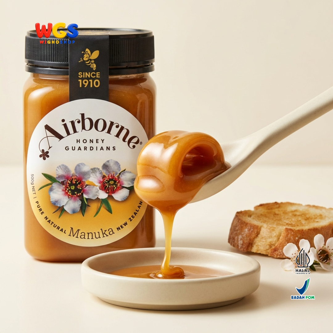 Airborne Pure Natural Manuka Honey 500g - Madu Manuka Asli New Zealand untuk Minuman Roti dan Masakan