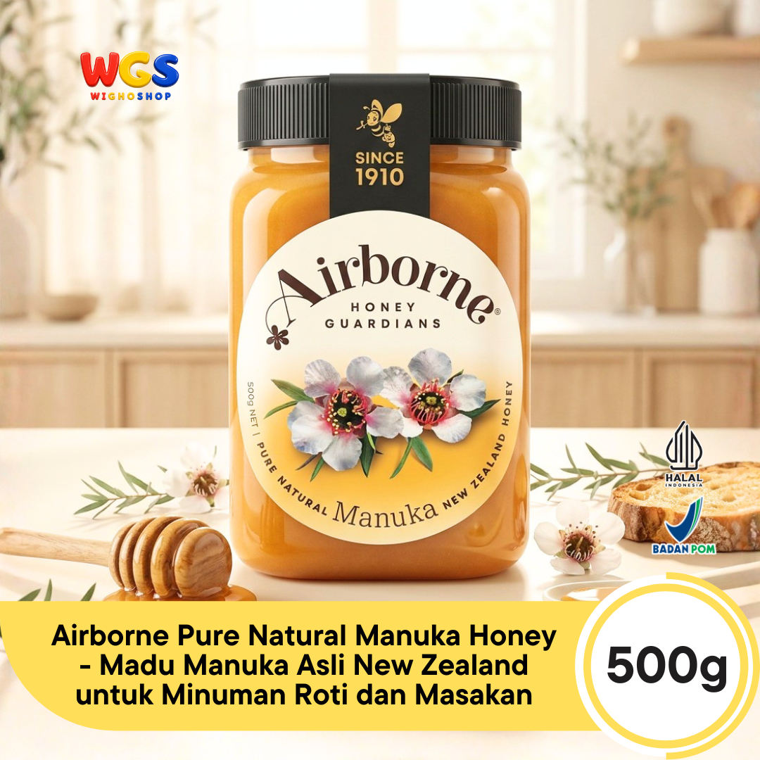 Airborne Pure Natural Manuka Honey 500g - Madu Manuka Asli New Zealand untuk Minuman Roti dan Masakan