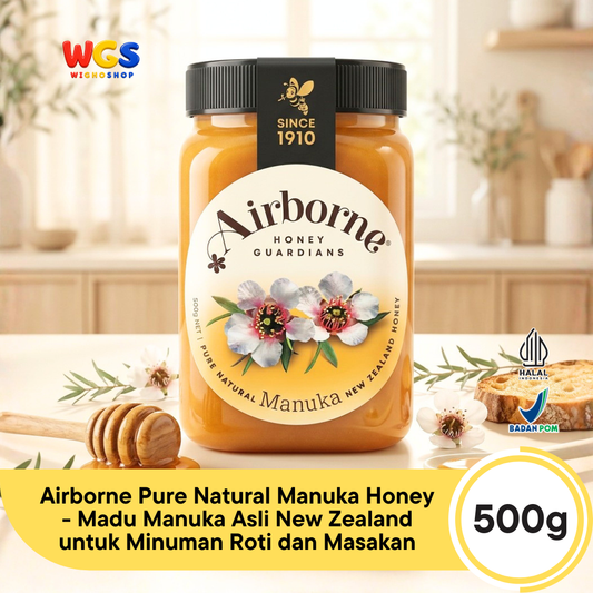 Airborne Pure Natural Manuka Honey 500g - Madu Manuka Asli New Zealand untuk Minuman Roti dan Masakan