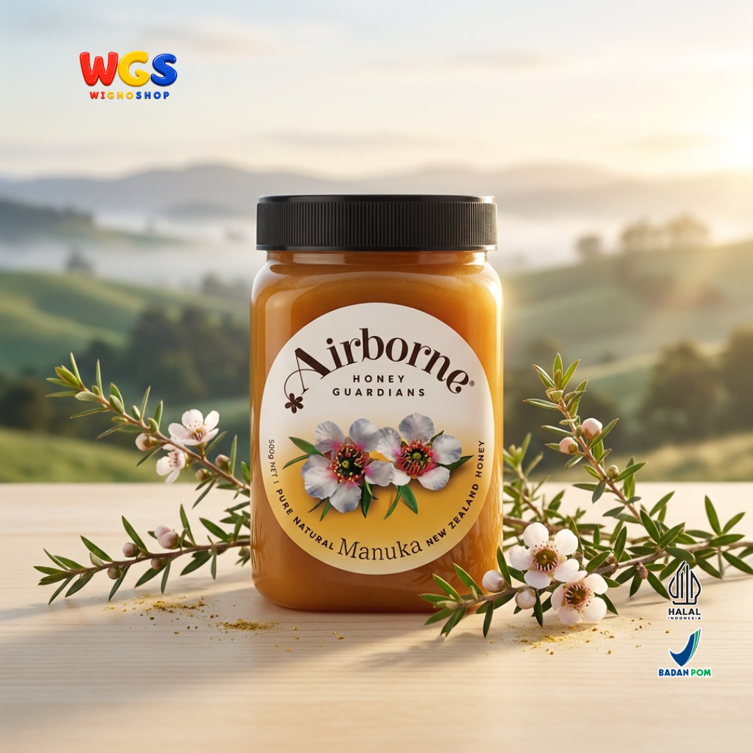 Airborne Pure Natural Manuka Honey 500g - Madu Manuka Asli New Zealand untuk Minuman Roti dan Masakan