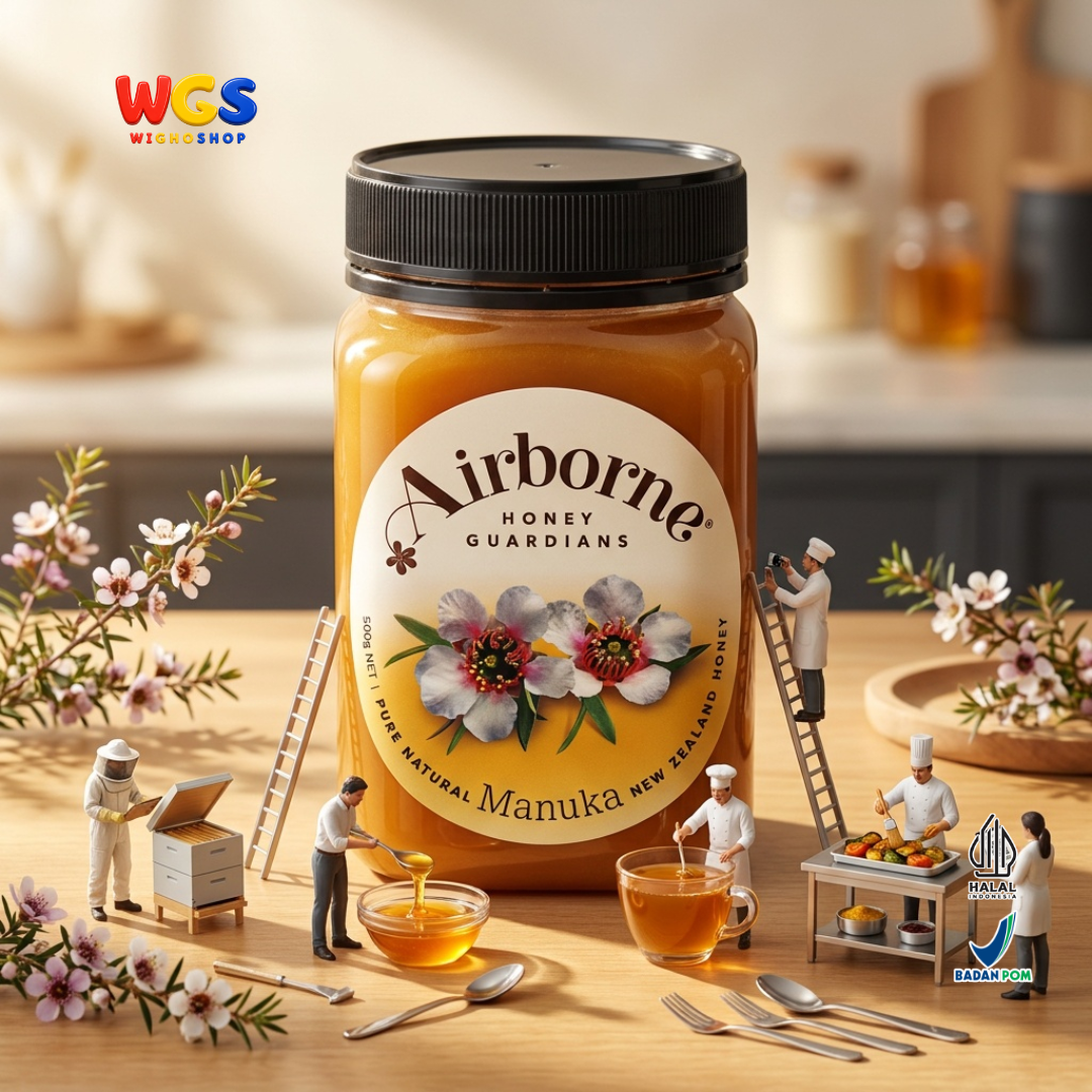Airborne Pure Natural Manuka Honey 500g - Madu Manuka Asli New Zealand untuk Minuman Roti dan Masakan