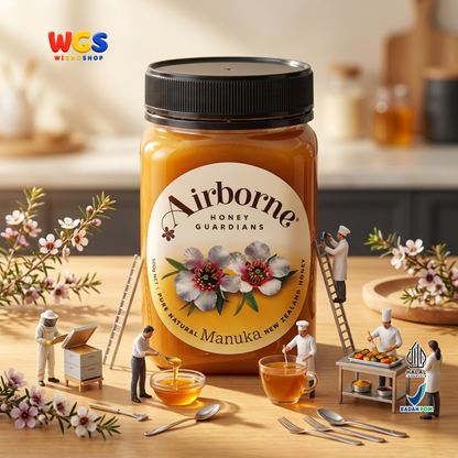 Airborne Pure Natural Manuka Honey 500g - Madu Manuka Asli New Zealand untuk Minuman Roti dan Masakan
