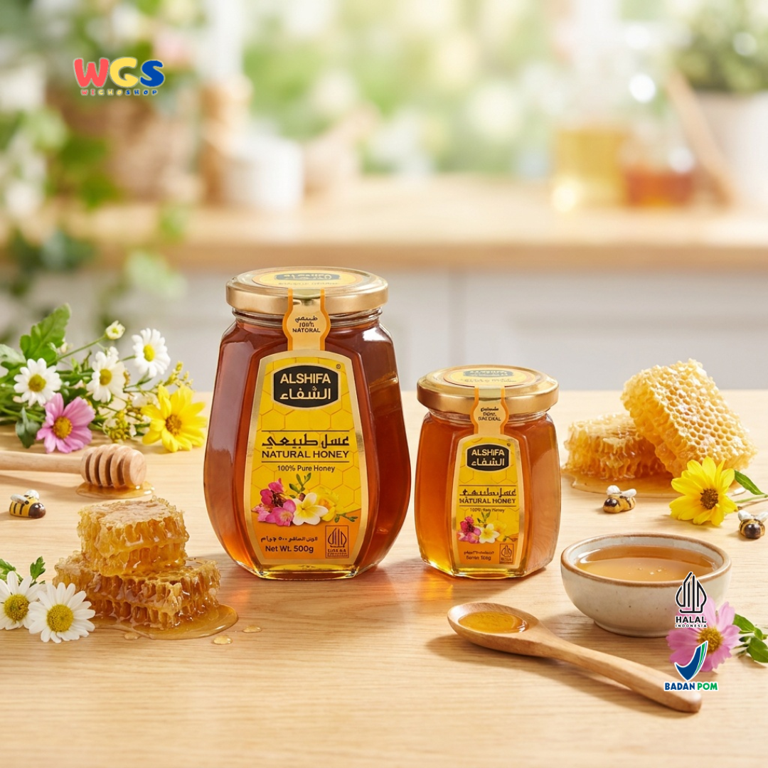 Alshifa Natural Honey 500g + 125g Free - Madu Alami Murni 100% Pure Honey Minuman Roti Dessert