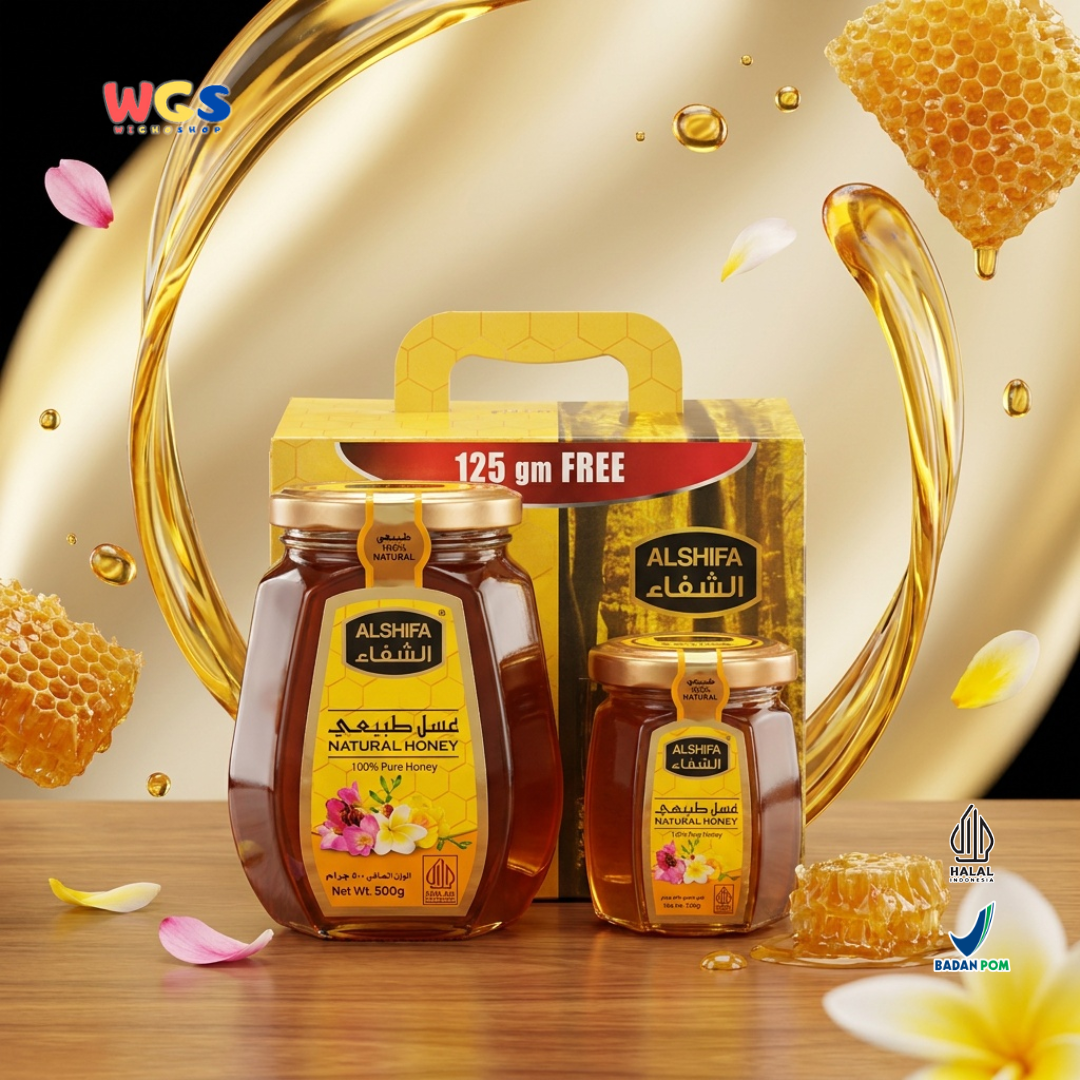 Alshifa Natural Honey 500g + 125g Free - Madu Alami Murni 100% Pure Honey Minuman Roti Dessert