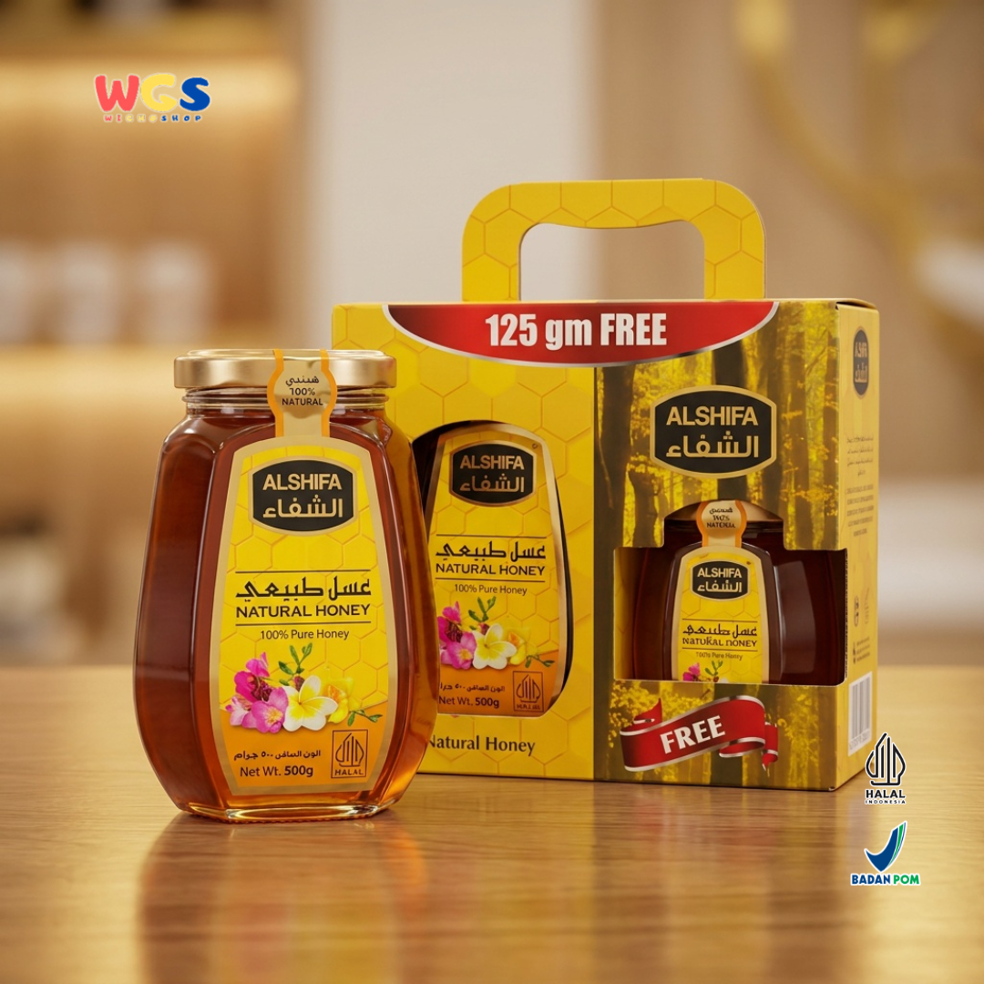 Alshifa Natural Honey 500g + 125g Free - Madu Alami Murni 100% Pure Honey Minuman Roti Dessert