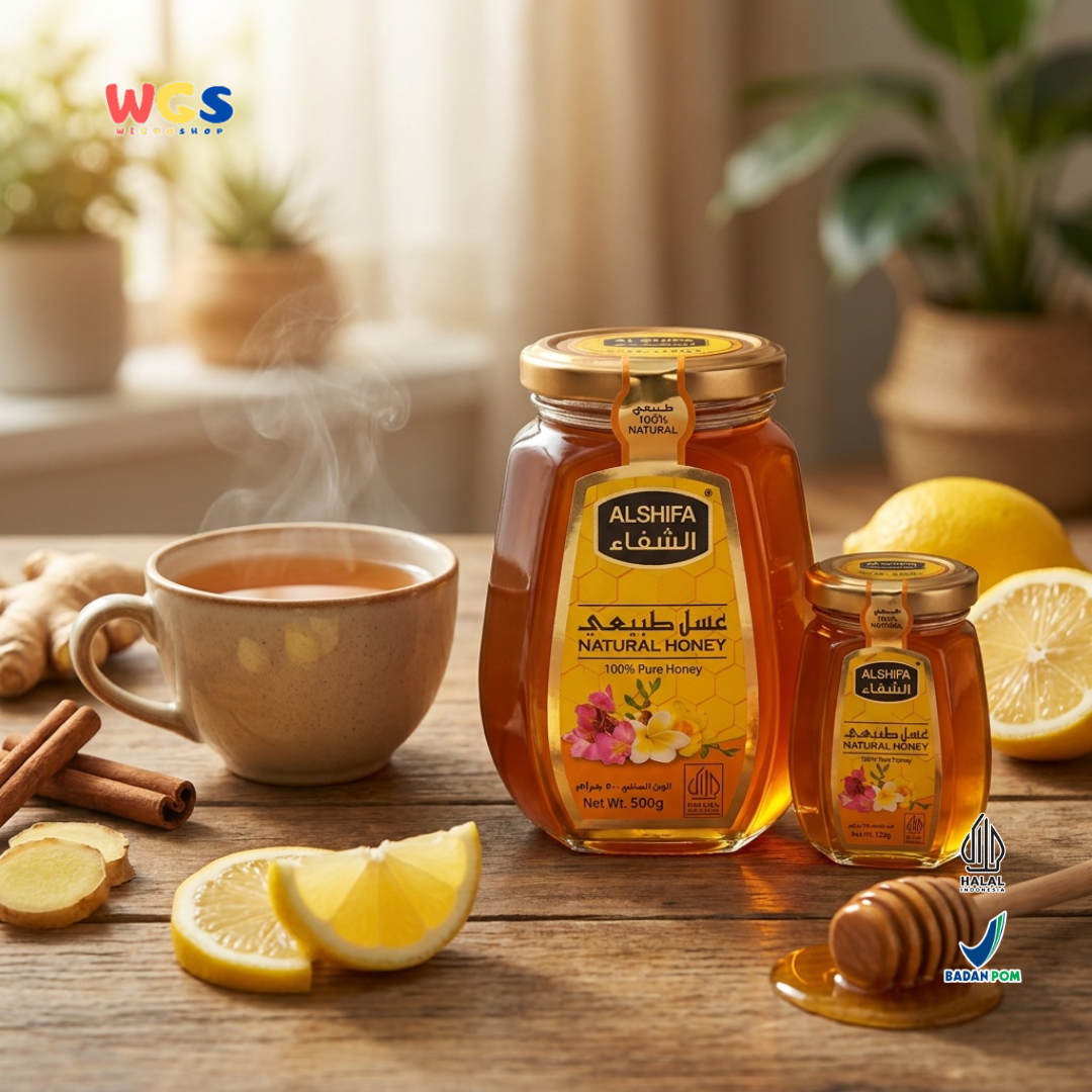 Alshifa Natural Honey 500g + 125g Free - Madu Alami Murni 100% Pure Honey Minuman Roti Dessert