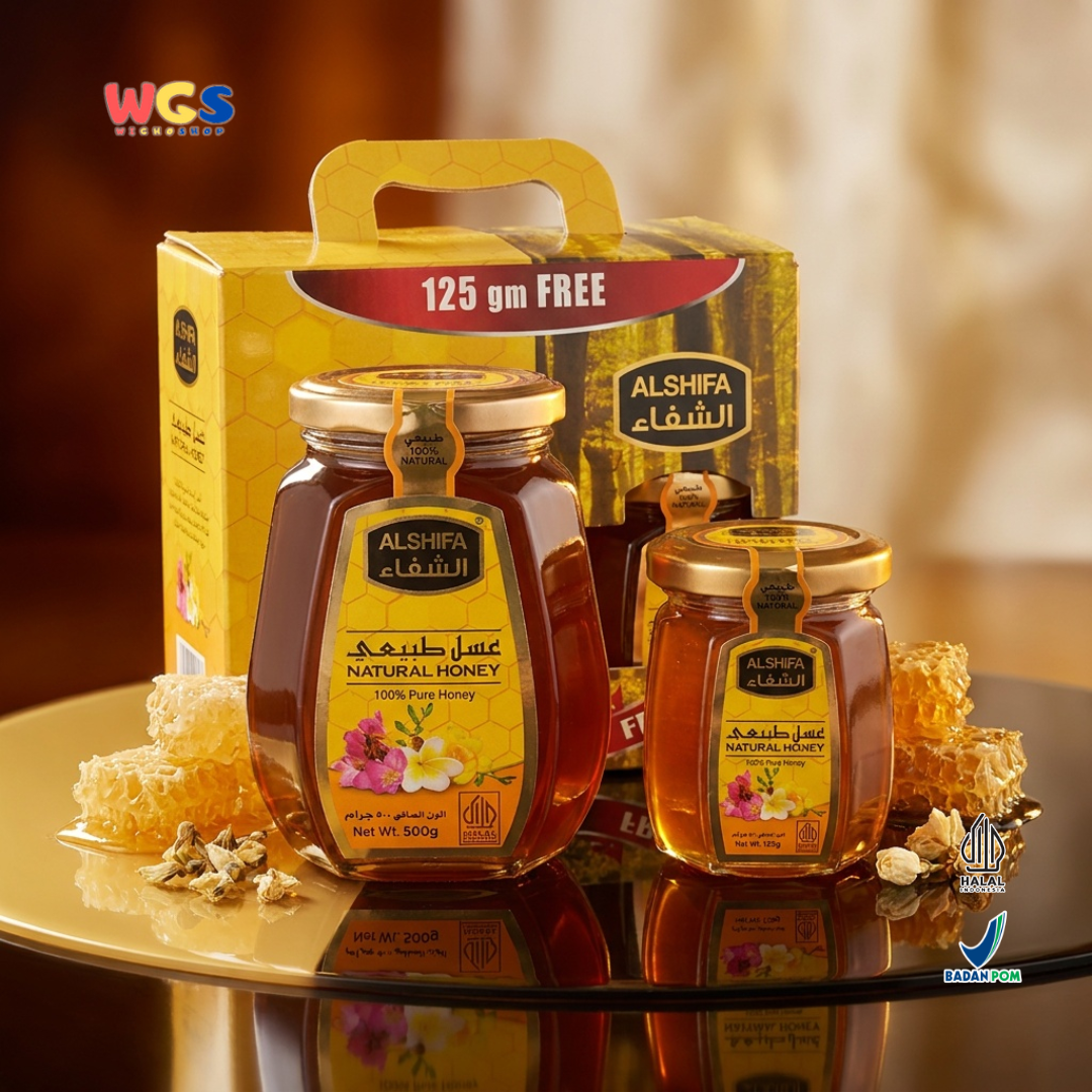 Alshifa Natural Honey 500g + 125g Free - Madu Alami Murni 100% Pure Honey Minuman Roti Dessert
