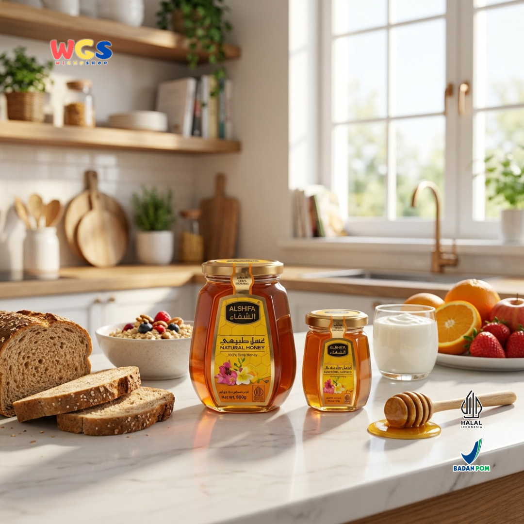 Alshifa Natural Honey 500g + 125g Free - Madu Alami Murni 100% Pure Honey Minuman Roti Dessert