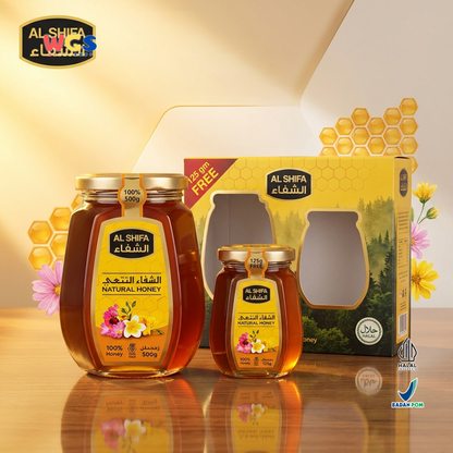 Alshifa Natural Honey 500g + 125g Free - Madu Alami Murni 100% Pure Honey Minuman Roti Dessert