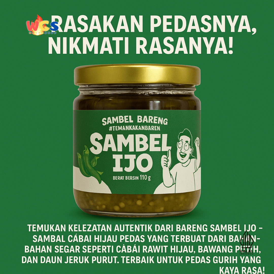 BARENG Sambel Ijo 110gr – Sambal Hijau Autentik, Pedas Gurih, Teman Makan Bareng