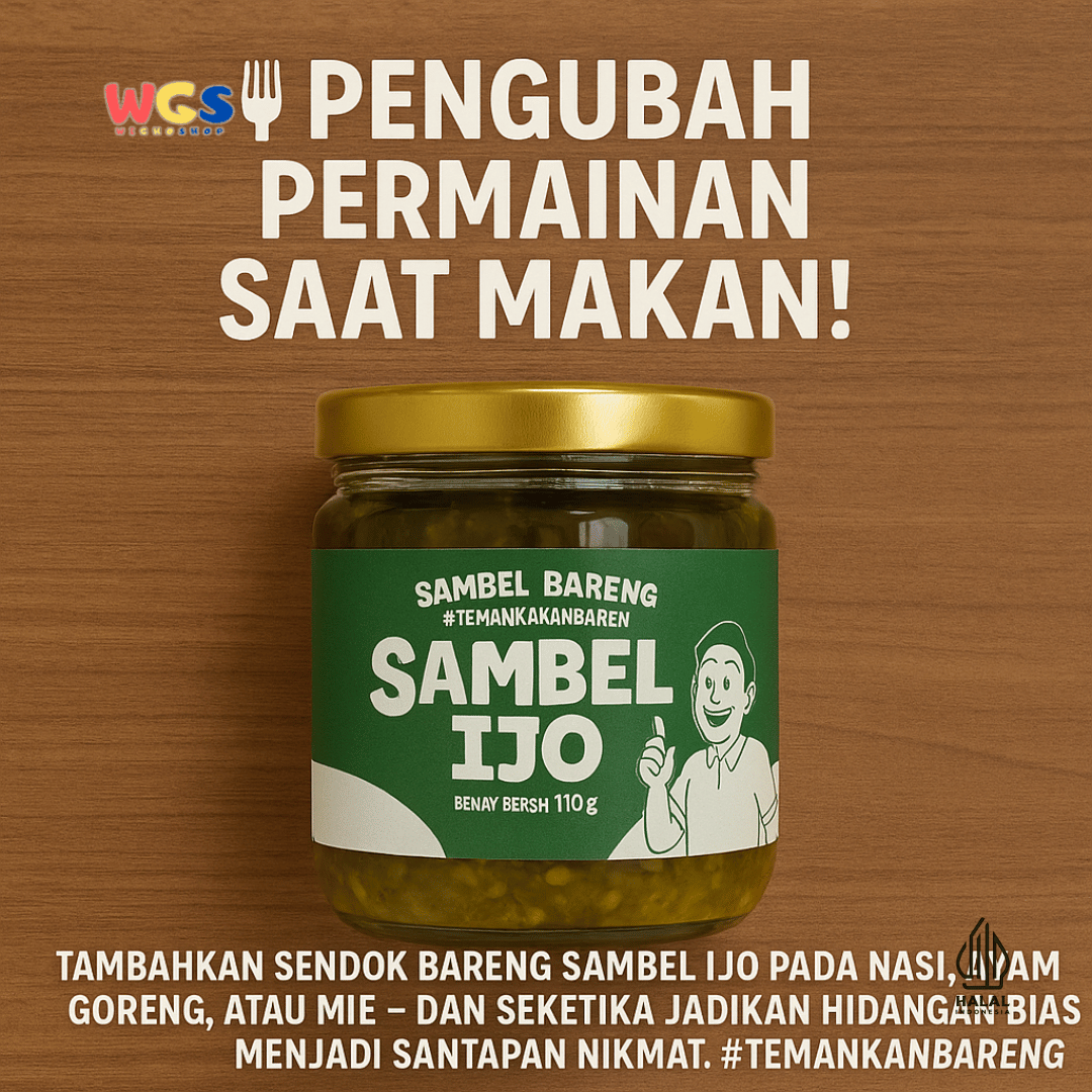 BARENG Sambel Ijo 110gr – Sambal Hijau Autentik, Pedas Gurih, Teman Makan Bareng