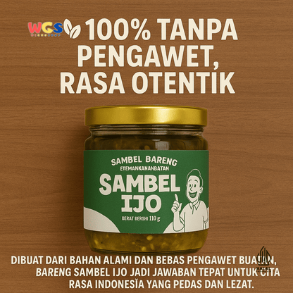 BARENG Sambel Ijo 110gr – Sambal Hijau Autentik, Pedas Gurih, Teman Makan Bareng