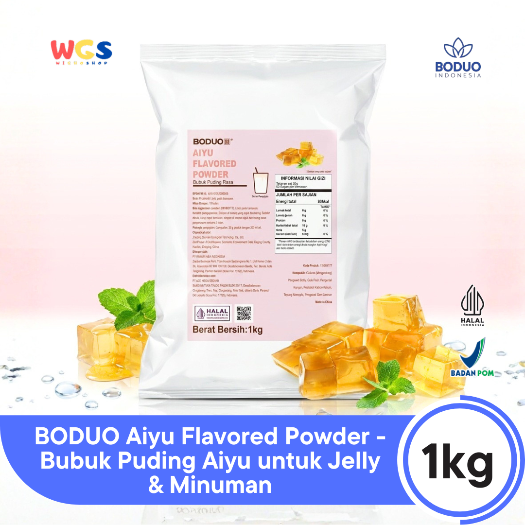 BODUO Premium Aiyu Jelly Flavored Powder 1kg - Boba Drink &amp; Dessert Ingredients - Halal - BPOM