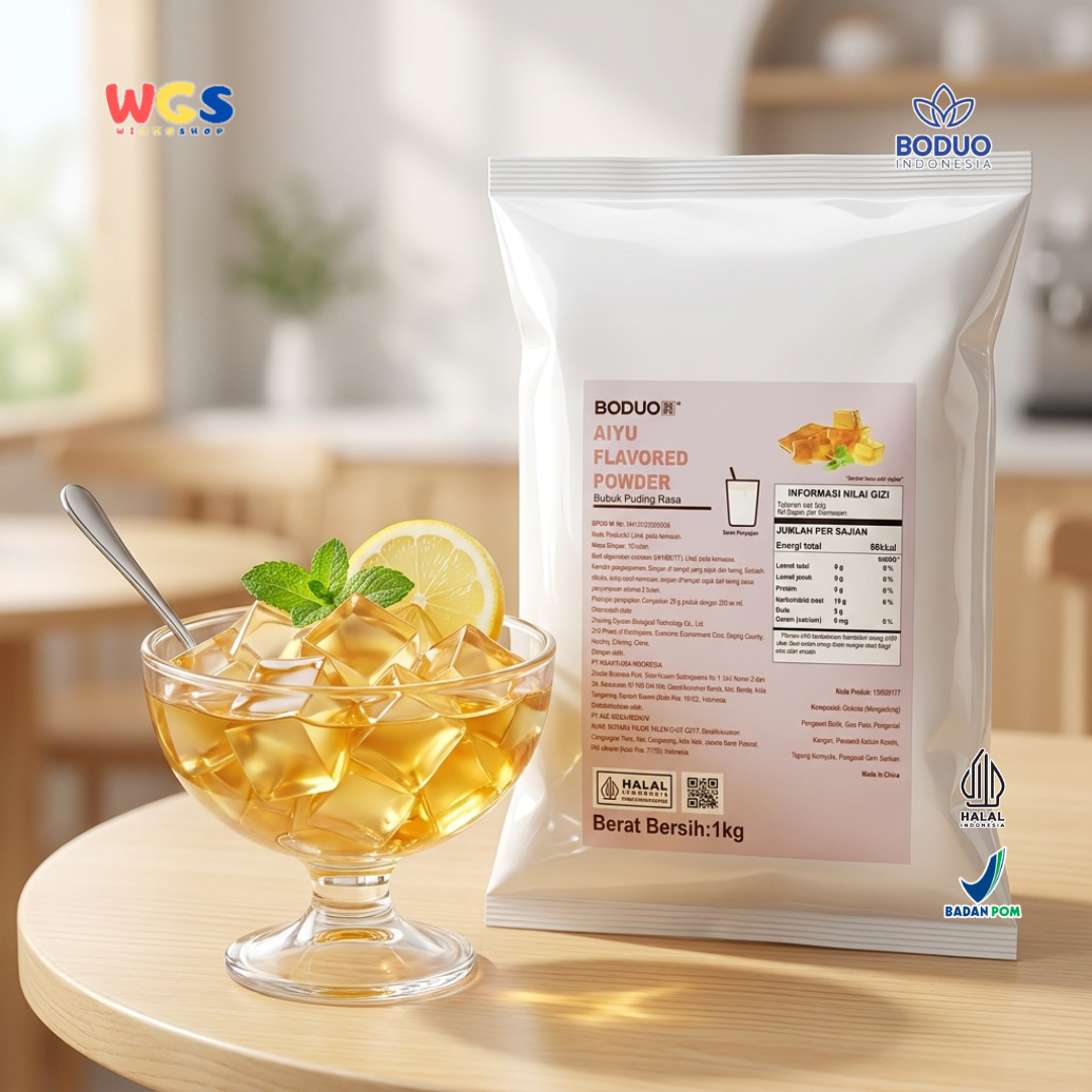 BODUO Premium Aiyu Jelly Flavored Powder 1kg - Boba Drink &amp; Dessert Ingredients - Halal - BPOM