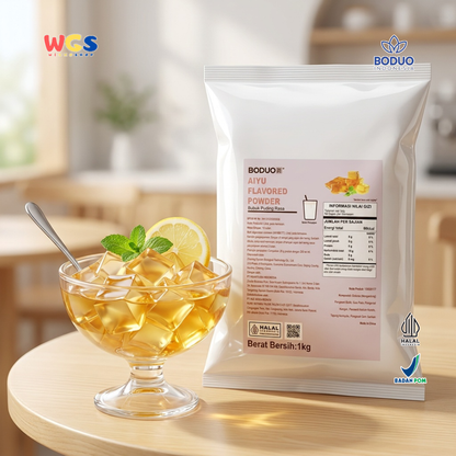 BODUO Premium Aiyu Jelly Flavored Powder 1kg - Boba Drink &amp; Dessert Ingredients - Halal - BPOM