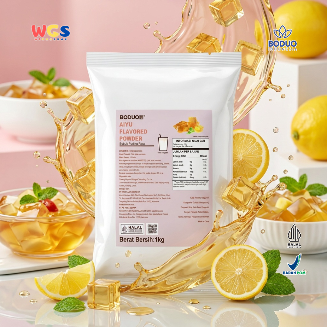 BODUO Premium Aiyu Jelly Flavored Powder 1kg - Boba Drink &amp; Dessert Ingredients - Halal - BPOM