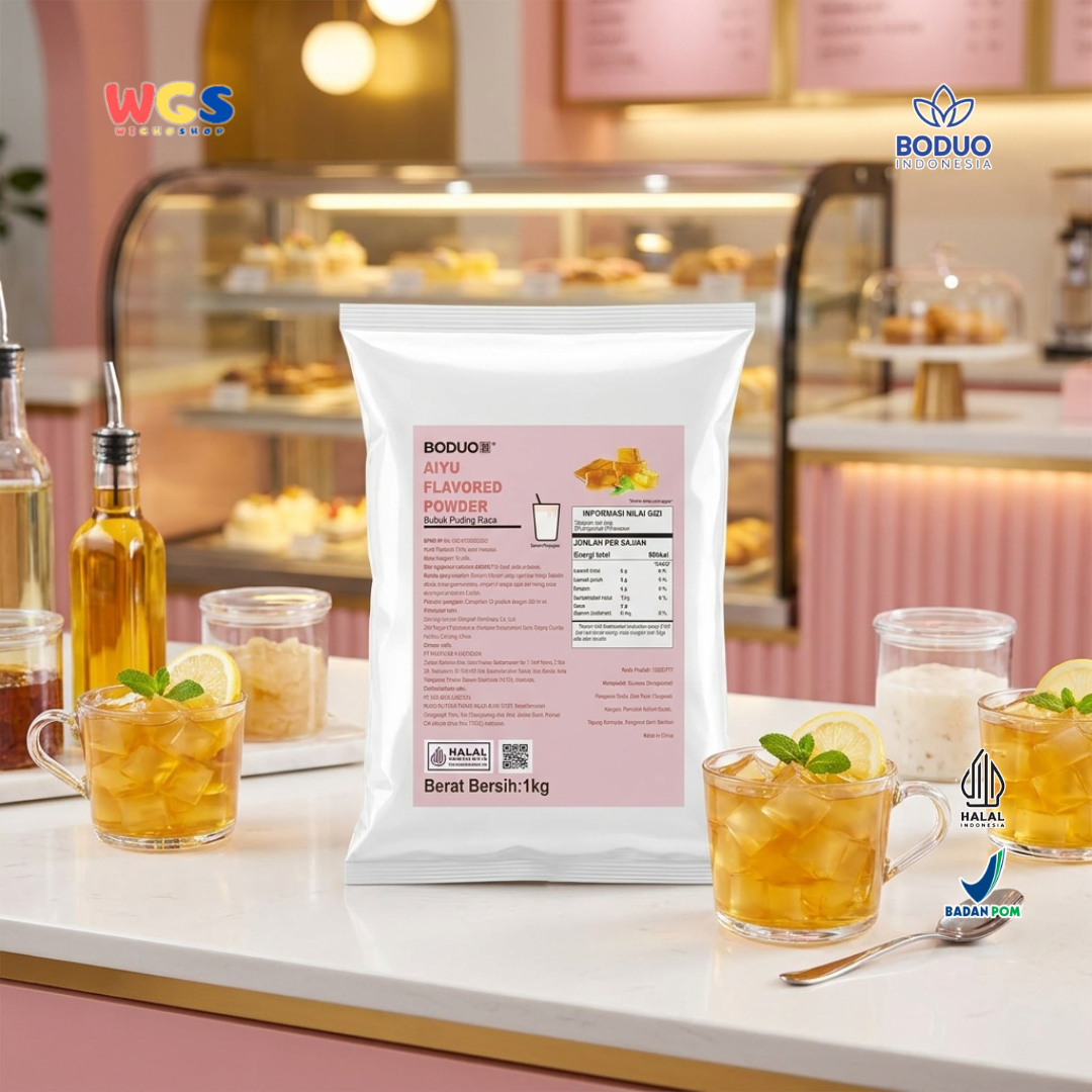 BODUO Premium Aiyu Jelly Flavored Powder 1kg - Boba Drink &amp; Dessert Ingredients - Halal - BPOM