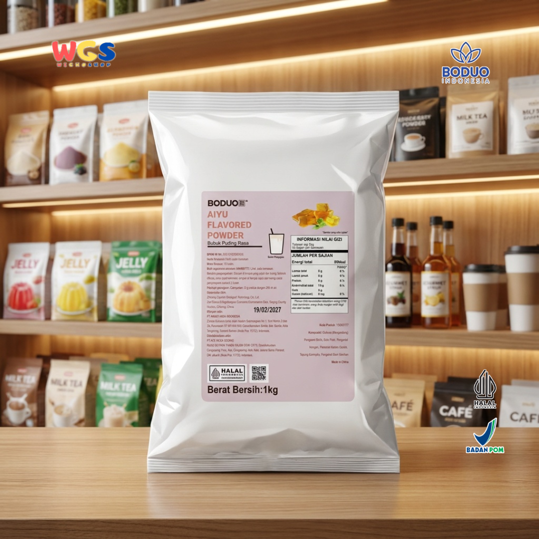BODUO Premium Aiyu Jelly Flavored Powder 1kg - Boba Drink &amp; Dessert Ingredients - Halal - BPOM