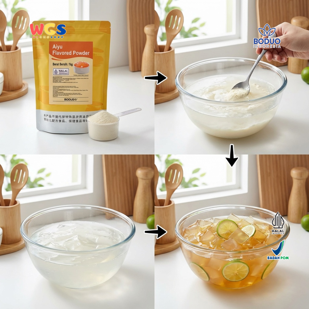 BODUO Aiyu Jelly Flavored Powder 1kg – Bubuk Jelly Aiyu Kenyal untuk Minuman Kekinian