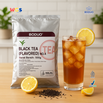 BODUO Black Tea Flavored No.4 500g – Bubuk Teh Hitam Praktis untuk Minuman Kekinian & Usaha