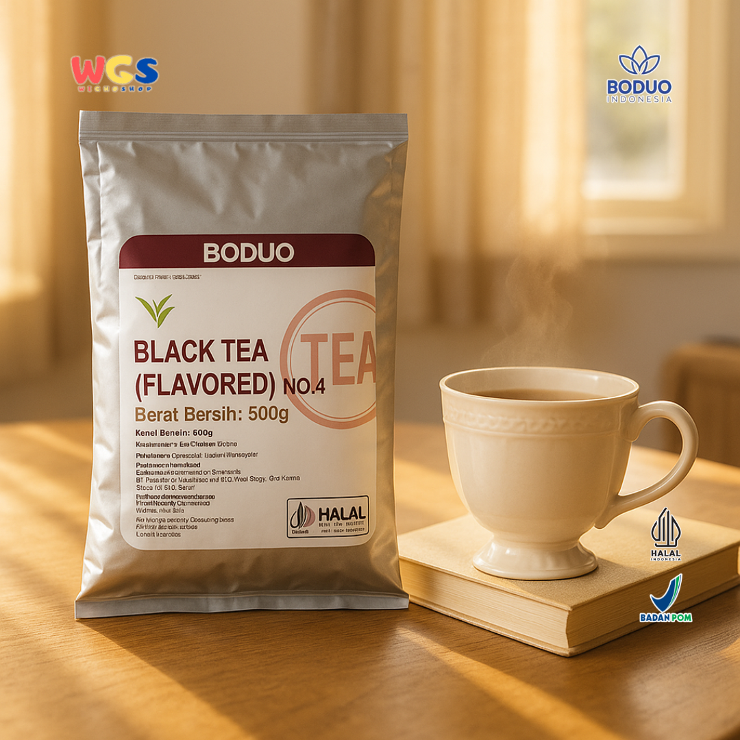BODUO Black Tea Flavored No.4 500g – Bubuk Teh Hitam Praktis untuk Minuman Kekinian & Usaha